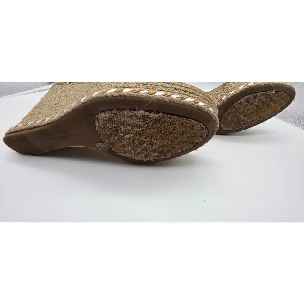 Antonio Melani Women’s 10 M Espadrille Wedge Sandals Tan Braided Ankle Strap